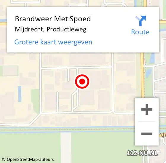 Locatie op kaart van de 112 melding: Brandweer Met Spoed Naar Mijdrecht, Productieweg op 11 oktober 2024 11:27