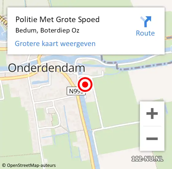 Locatie op kaart van de 112 melding: Politie Met Grote Spoed Naar Bedum, Boterdiep Oz op 11 oktober 2024 11:59