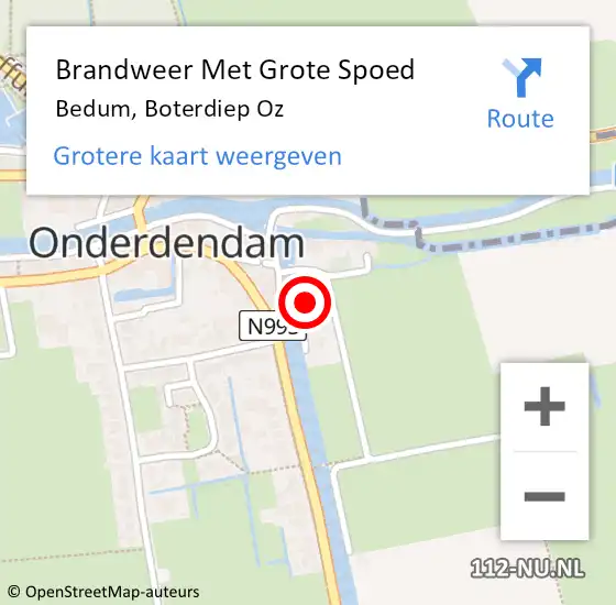 Locatie op kaart van de 112 melding: Brandweer Met Grote Spoed Naar Bedum, Boterdiep Oz op 11 oktober 2024 11:59