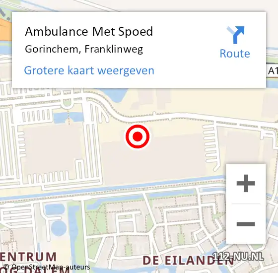 Locatie op kaart van de 112 melding: Ambulance Met Spoed Naar Gorinchem, Franklinweg op 11 oktober 2024 12:10