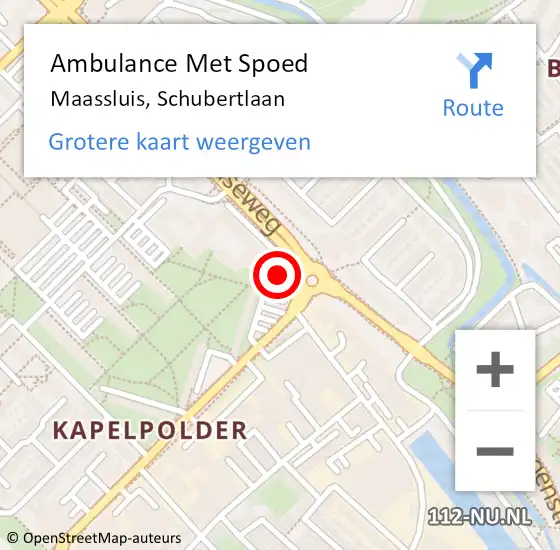 Locatie op kaart van de 112 melding: Ambulance Met Spoed Naar Maassluis, Schubertlaan op 11 oktober 2024 12:33