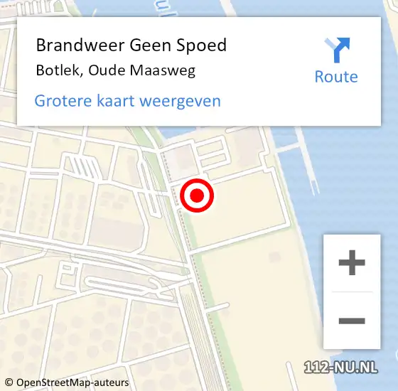 Locatie op kaart van de 112 melding: Brandweer Geen Spoed Naar Botlek, Oude Maasweg op 11 oktober 2024 12:40