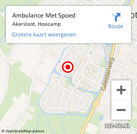 Locatie op kaart van de 112 melding: Ambulance Met Spoed Naar Akersloot, Hoocamp op 11 oktober 2024 12:44