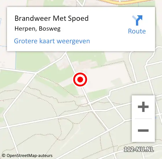 Locatie op kaart van de 112 melding: Brandweer Met Spoed Naar Herpen, Bosweg op 11 oktober 2024 12:45