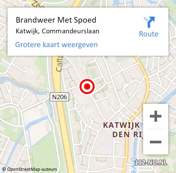 Locatie op kaart van de 112 melding: Brandweer Met Spoed Naar Katwijk, Commandeurslaan op 11 oktober 2024 12:53