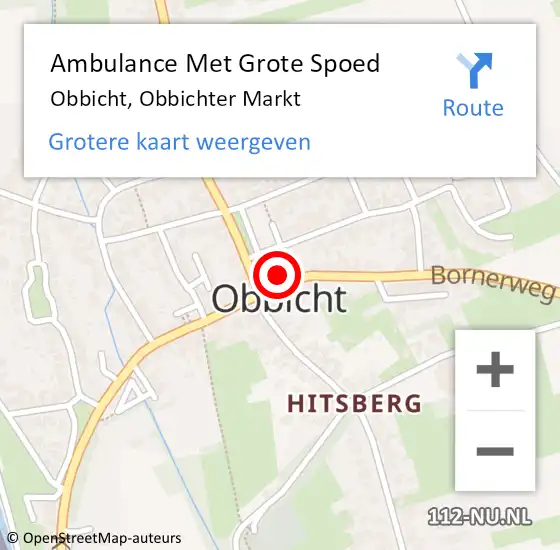 Locatie op kaart van de 112 melding: Ambulance Met Grote Spoed Naar Obbicht, Obbichter Markt op 23 oktober 2014 06:27