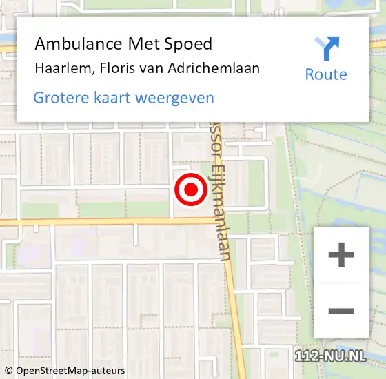 Locatie op kaart van de 112 melding: Ambulance Met Spoed Naar Haarlem, Floris van Adrichemlaan op 11 oktober 2024 13:13