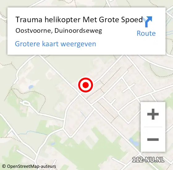 Locatie op kaart van de 112 melding: Trauma helikopter Met Grote Spoed Naar Oostvoorne, Duinoordseweg op 11 oktober 2024 13:31