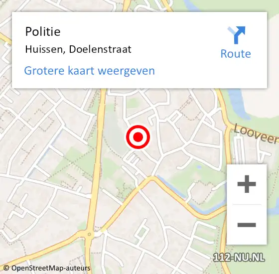 Locatie op kaart van de 112 melding: Politie Huissen, Doelenstraat op 11 oktober 2024 13:41