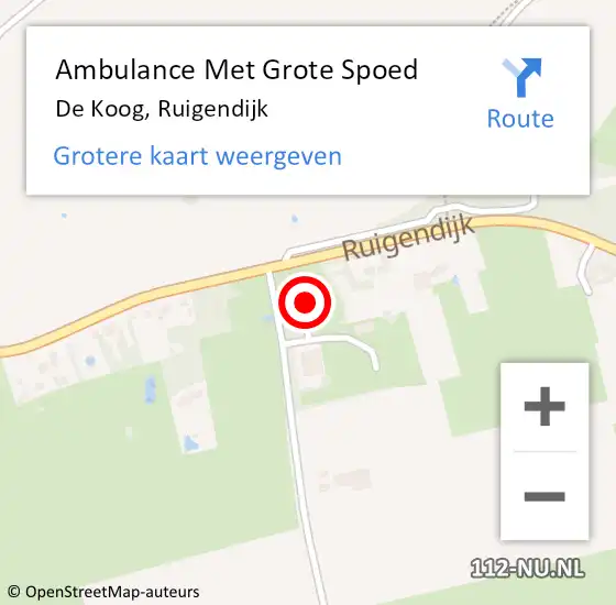 Locatie op kaart van de 112 melding: Ambulance Met Grote Spoed Naar De Koog, Ruigendijk op 11 oktober 2024 13:55