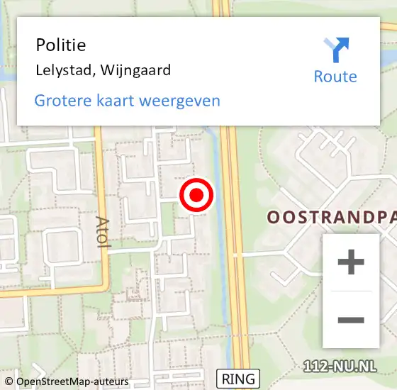 Locatie op kaart van de 112 melding: Politie Lelystad, Wijngaard op 11 oktober 2024 14:00