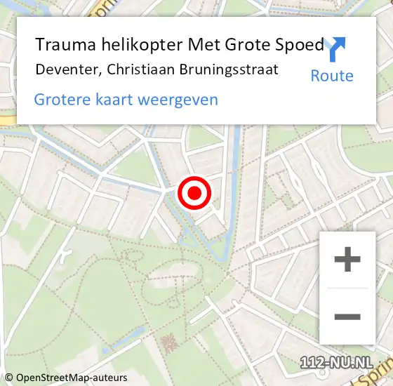 Locatie op kaart van de 112 melding: Trauma helikopter Met Grote Spoed Naar Deventer, Christiaan Bruningsstraat op 11 oktober 2024 14:03