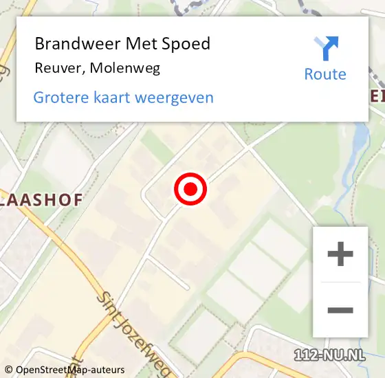 Locatie op kaart van de 112 melding: Brandweer Met Spoed Naar Reuver, Molenweg op 11 oktober 2024 14:15