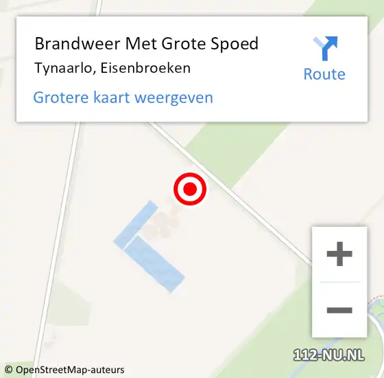 Locatie op kaart van de 112 melding: Brandweer Met Grote Spoed Naar Tynaarlo, Eisenbroeken op 11 oktober 2024 14:22