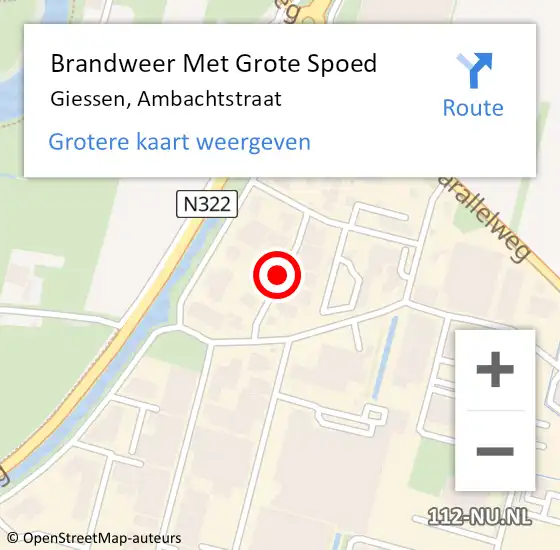 Locatie op kaart van de 112 melding: Brandweer Met Grote Spoed Naar Giessen, Ambachtstraat op 11 oktober 2024 14:29