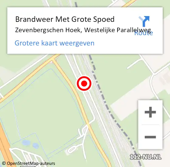 Locatie op kaart van de 112 melding: Brandweer Met Grote Spoed Naar Zevenbergschen Hoek, Westelijke Parallelweg op 11 oktober 2024 14:30