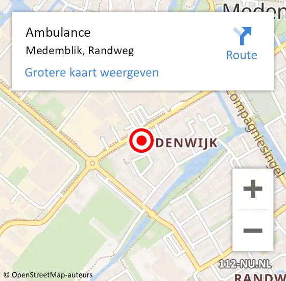 Locatie op kaart van de 112 melding: Ambulance Medemblik, Randweg op 11 oktober 2024 14:33