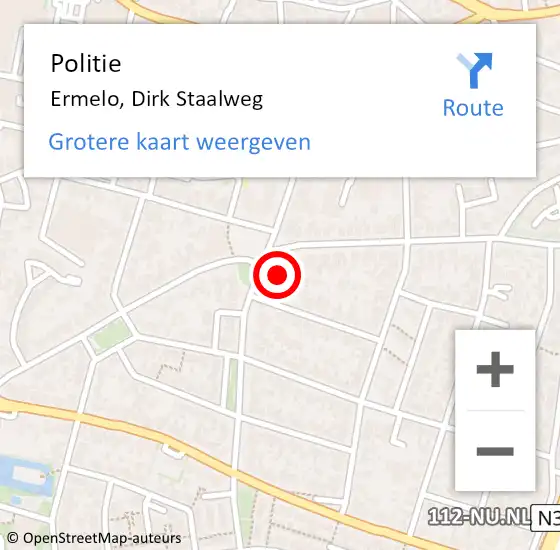 Locatie op kaart van de 112 melding: Politie Ermelo, Dirk Staalweg op 11 oktober 2024 14:39