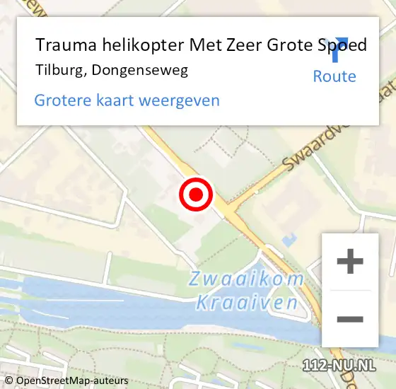 Locatie op kaart van de 112 melding: Trauma helikopter Met Zeer Grote Spoed Naar Tilburg, Dongenseweg op 11 oktober 2024 14:42