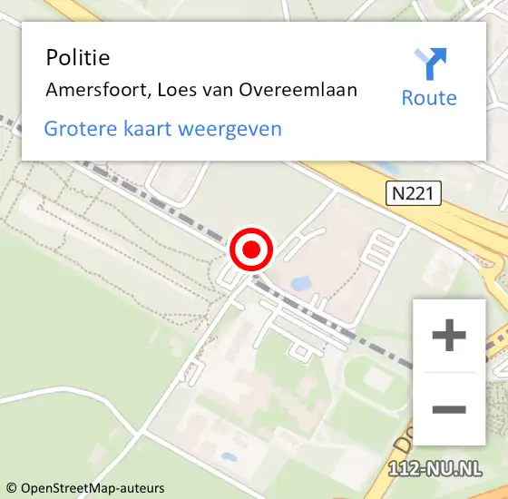 Locatie op kaart van de 112 melding: Politie Amersfoort, Loes van Overeemlaan op 11 oktober 2024 14:49