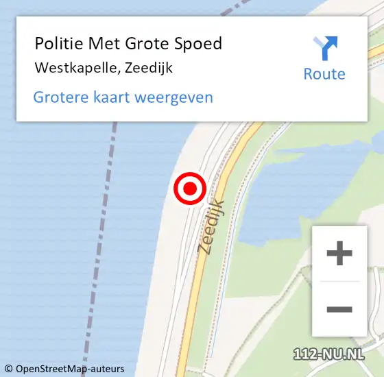 Locatie op kaart van de 112 melding: Politie Met Grote Spoed Naar Westkapelle, Zeedijk op 11 oktober 2024 15:05