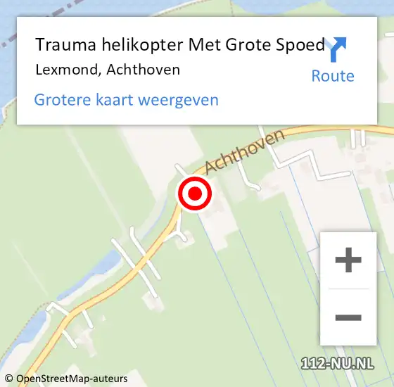 Locatie op kaart van de 112 melding: Trauma helikopter Met Grote Spoed Naar Lexmond, Achthoven op 11 oktober 2024 15:17