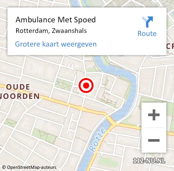 Locatie op kaart van de 112 melding: Ambulance Met Spoed Naar Rotterdam, Zwaanshals op 11 oktober 2024 15:22