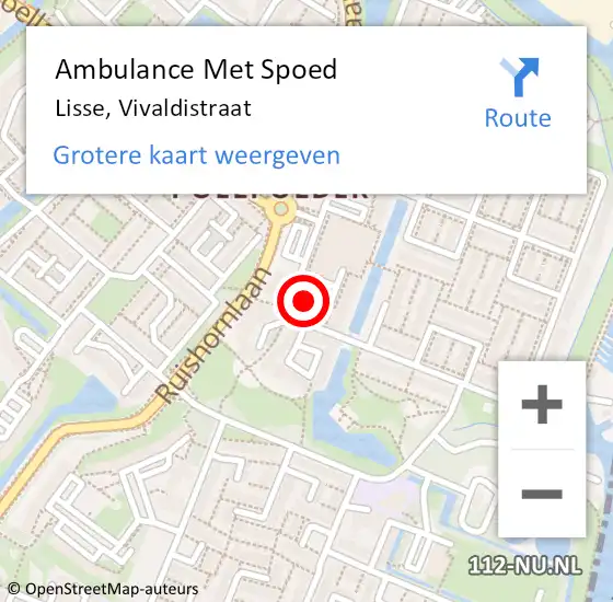 Locatie op kaart van de 112 melding: Ambulance Met Spoed Naar Lisse, Vivaldistraat op 11 oktober 2024 15:31