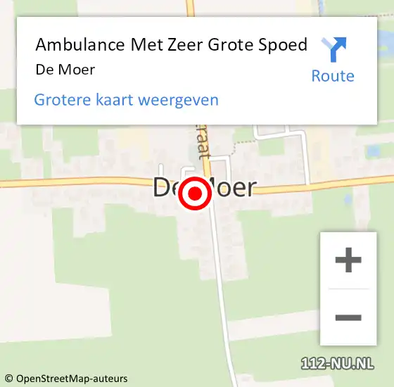 Locatie op kaart van de 112 melding: Ambulance Met Zeer Grote Spoed Naar De Moer op 11 oktober 2024 15:32