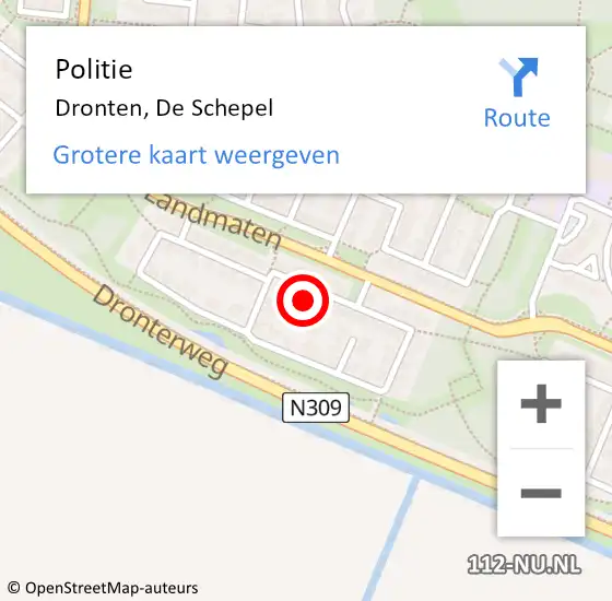 Locatie op kaart van de 112 melding: Politie Dronten, De Schepel op 11 oktober 2024 15:40