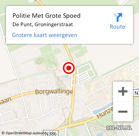 Locatie op kaart van de 112 melding: Politie Met Grote Spoed Naar De Punt, Groningerstraat op 11 oktober 2024 15:48