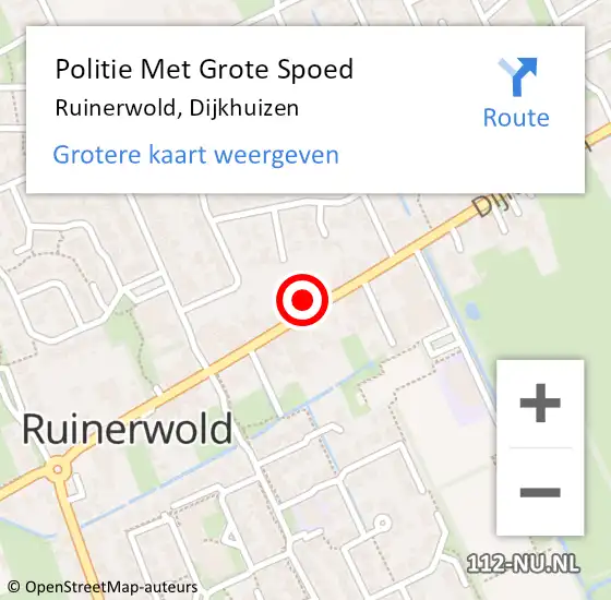 Locatie op kaart van de 112 melding: Politie Met Grote Spoed Naar Ruinerwold, Dijkhuizen op 11 oktober 2024 15:48