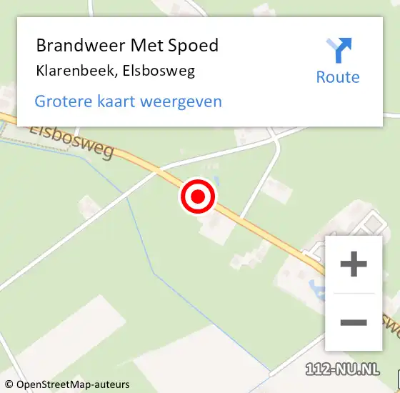 Locatie op kaart van de 112 melding: Brandweer Met Spoed Naar Klarenbeek, Elsbosweg op 23 oktober 2014 07:22