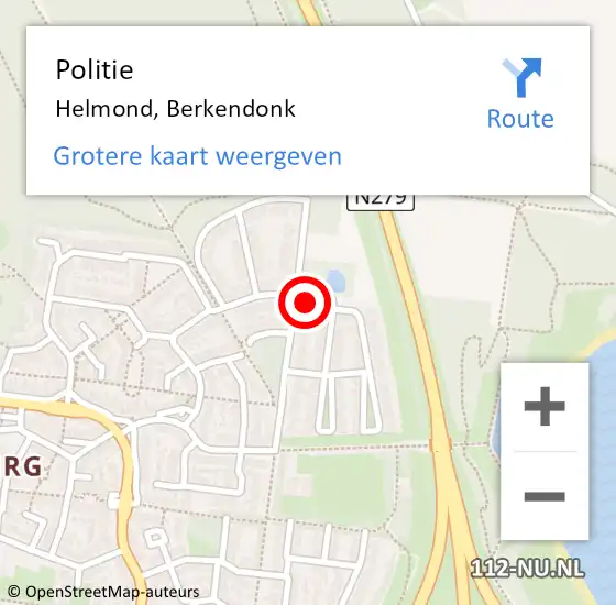 Locatie op kaart van de 112 melding: Politie Helmond, Berkendonk op 11 oktober 2024 15:52