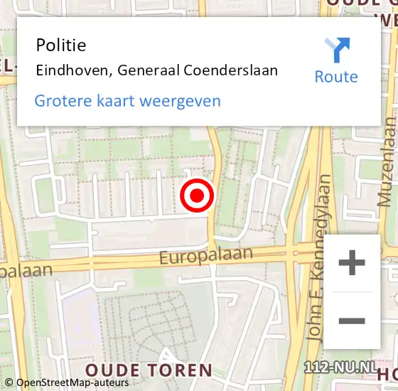 Locatie op kaart van de 112 melding: Politie Eindhoven, Generaal Coenderslaan op 11 oktober 2024 15:53