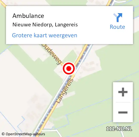 Locatie op kaart van de 112 melding: Ambulance Nieuwe Niedorp, Langereis op 11 oktober 2024 15:58