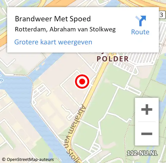 Locatie op kaart van de 112 melding: Brandweer Met Spoed Naar Rotterdam, Abraham van Stolkweg op 11 oktober 2024 15:59