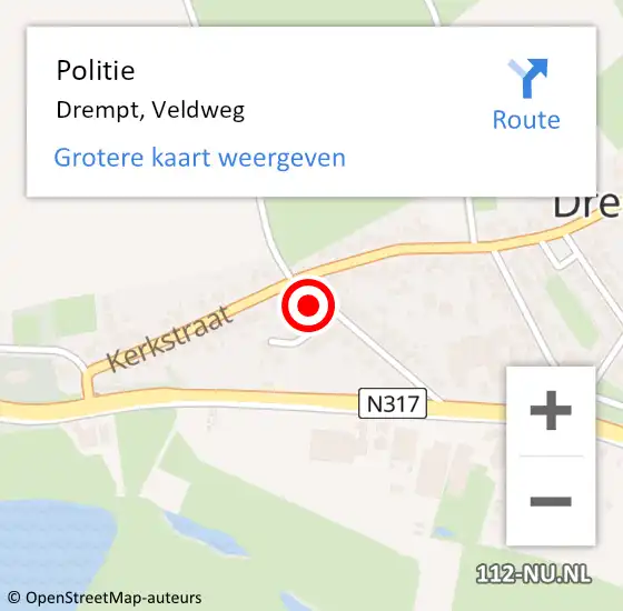 Locatie op kaart van de 112 melding: Politie Drempt, Veldweg op 11 oktober 2024 16:05