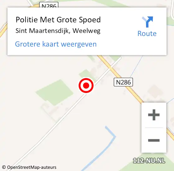 Locatie op kaart van de 112 melding: Politie Met Grote Spoed Naar Sint Maartensdijk, Weelweg op 11 oktober 2024 16:54