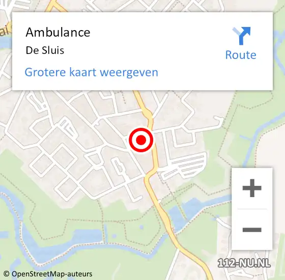 Locatie op kaart van de 112 melding: Ambulance De Sluis op 18 oktober 2013 13:46