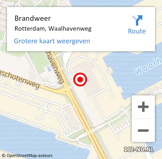 Locatie op kaart van de 112 melding: Brandweer Rotterdam, Waalhavenweg op 11 oktober 2024 17:06