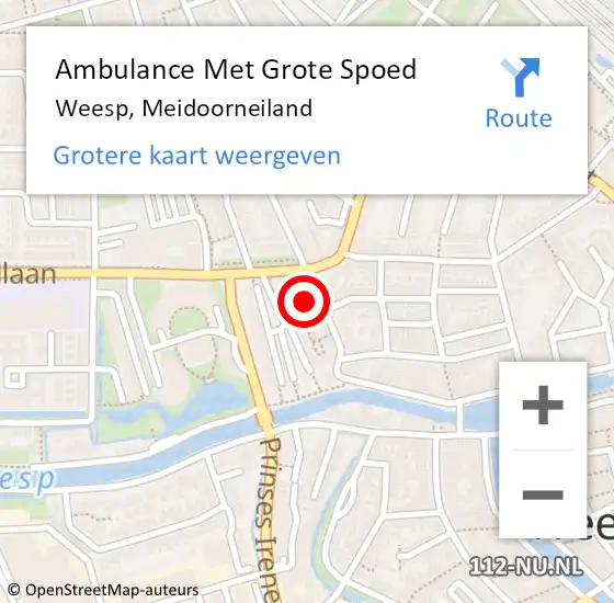 Locatie op kaart van de 112 melding: Ambulance Met Grote Spoed Naar Weesp, Meidoorneiland op 11 oktober 2024 17:06