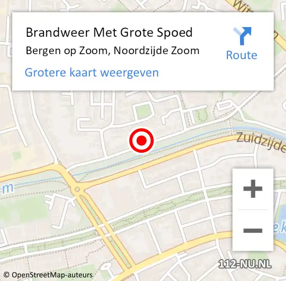 Locatie op kaart van de 112 melding: Brandweer Met Grote Spoed Naar Bergen op Zoom, Noordzijde Zoom op 11 oktober 2024 17:14