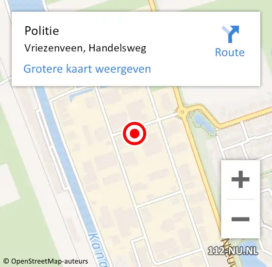 Locatie op kaart van de 112 melding: Politie Vriezenveen, Handelsweg op 11 oktober 2024 17:18