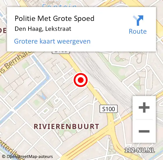 Locatie op kaart van de 112 melding: Politie Met Grote Spoed Naar Den Haag, Lekstraat op 11 oktober 2024 17:19