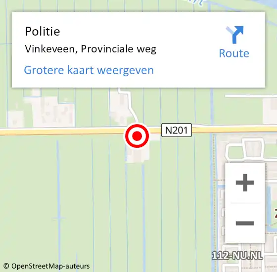 Locatie op kaart van de 112 melding: Politie Vinkeveen, Provinciale weg op 11 oktober 2024 17:20