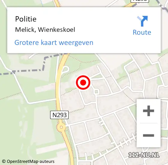 Locatie op kaart van de 112 melding: Politie Melick, Wienkeskoel op 11 oktober 2024 17:58