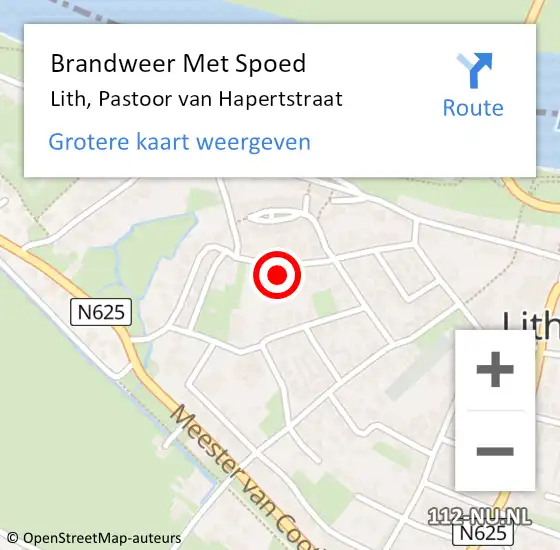 Locatie op kaart van de 112 melding: Brandweer Met Spoed Naar Lith, Pastoor van Hapertstraat op 11 oktober 2024 18:02