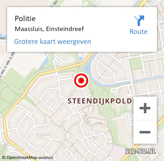 Locatie op kaart van de 112 melding: Politie Maassluis, Einsteindreef op 11 oktober 2024 18:04