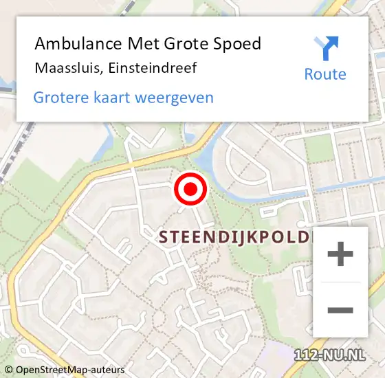 Locatie op kaart van de 112 melding: Ambulance Met Grote Spoed Naar Maassluis, Einsteindreef op 11 oktober 2024 18:04